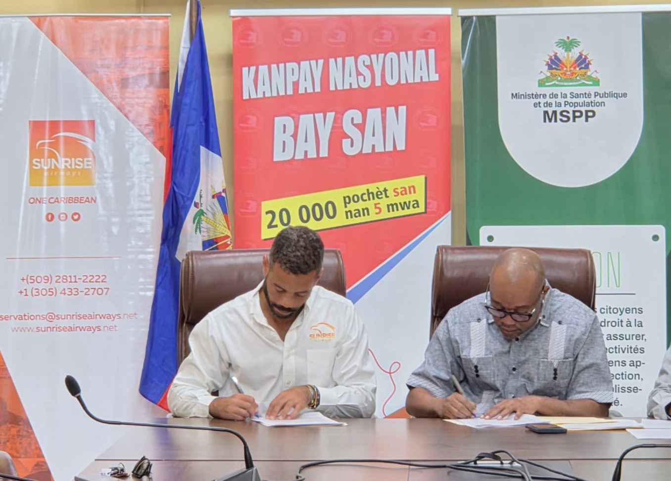 Sunrise Airways signe un protocole accord avec le MSPP
